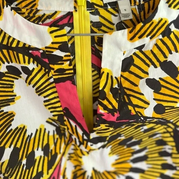 J. Crew Ratti Electric Kiwi Dress Yellow Pink Shift Mini 0 - Picture 7 of 17